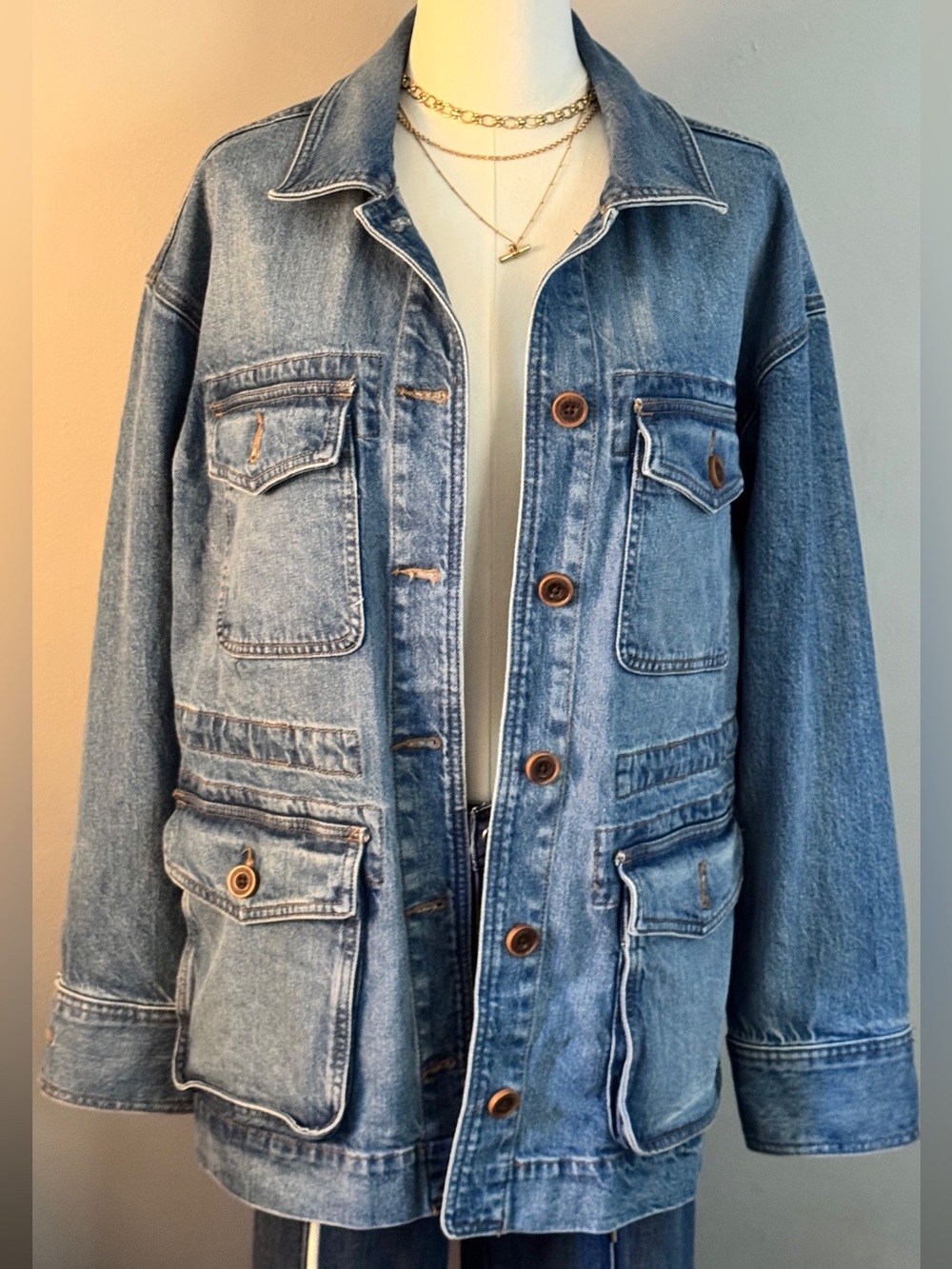 LOFT Medium Blue Denim Utility Jacket